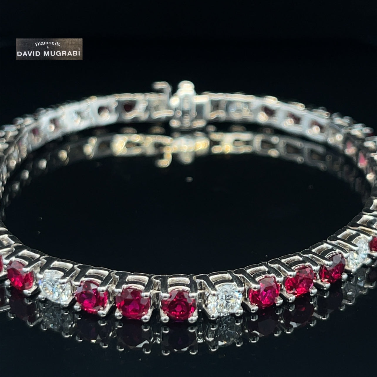 Lab Grown Diamond and Ruby Tennis Bracelet