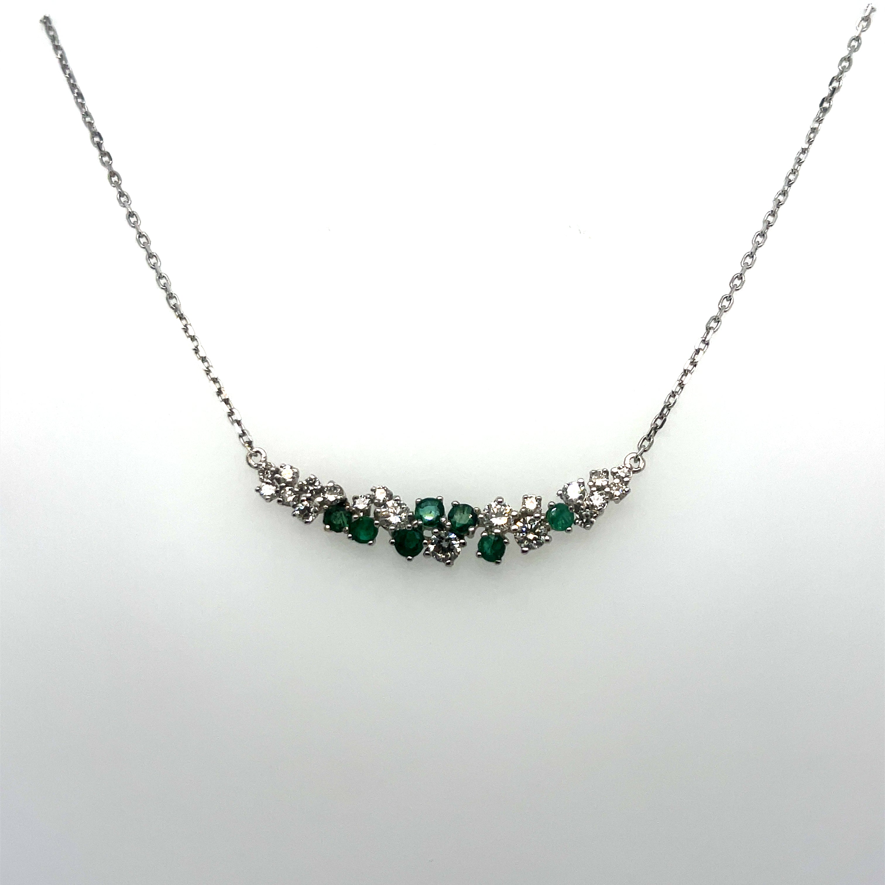 Emerald Cluster Bar Necklace