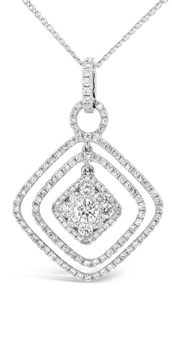 White Gold Round Cut Diamond Shape Pendant