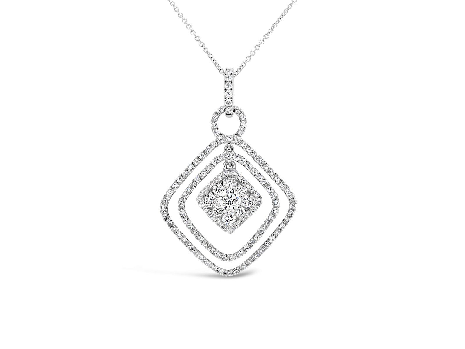 White Gold Round Cut Diamond Shape Pendant