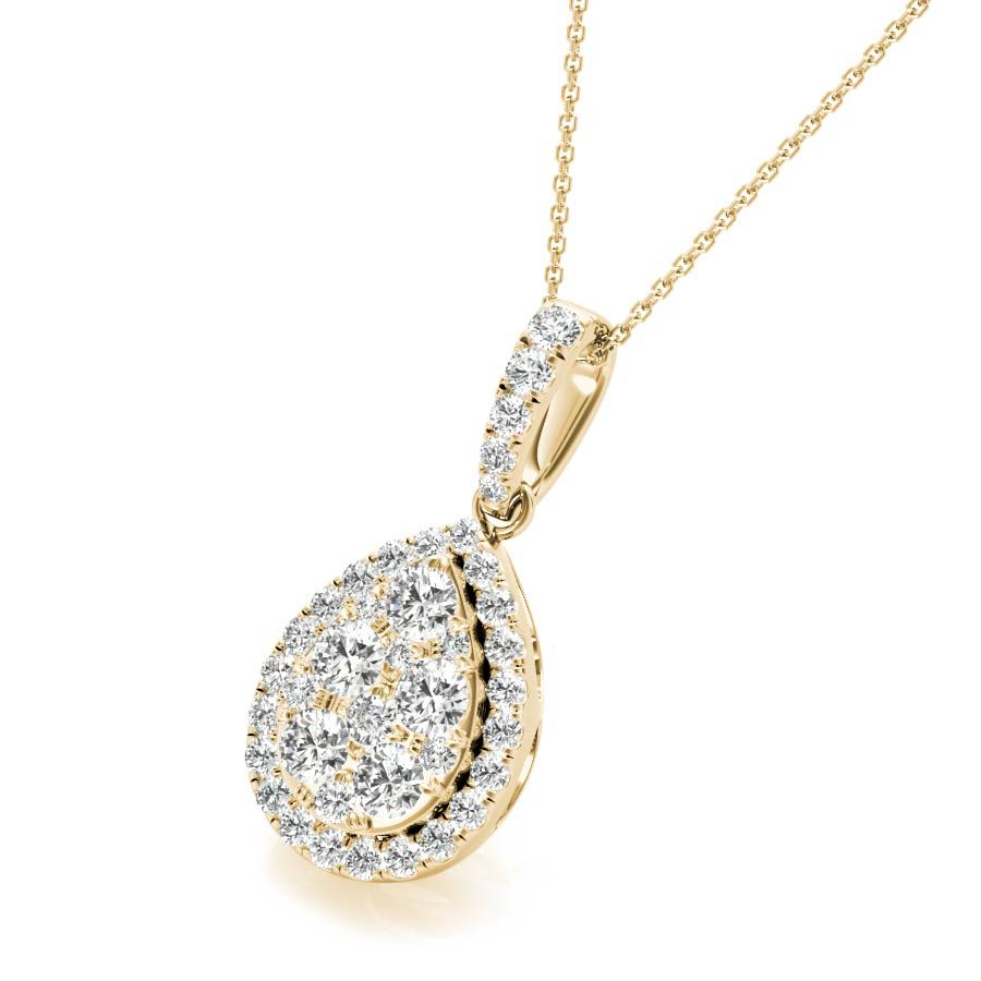 White Gold Round Cut Teardrop Necklace