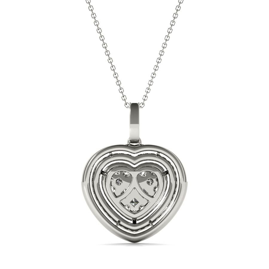 White Gold Round Cut Diamond Heart Necklace