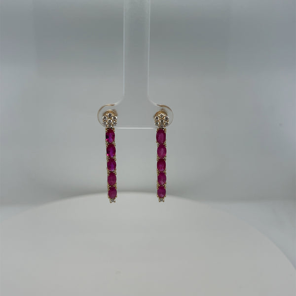 Ruby Oval Drip Earring