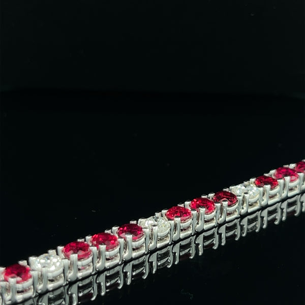 Lab Grown Diamond and Ruby Tennis Bracelet