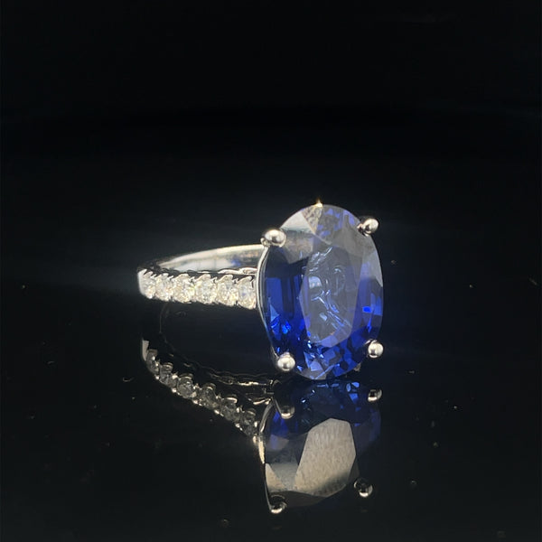 Lab Grown Sapphire Oval Center Stone Ring