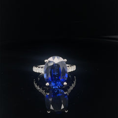 Lab Grown Sapphire Oval Center Stone Ring