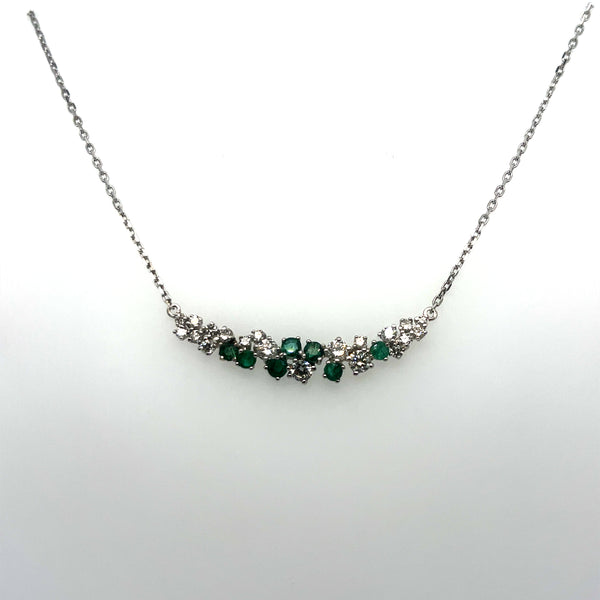 Emerald Cluster Bar Necklace