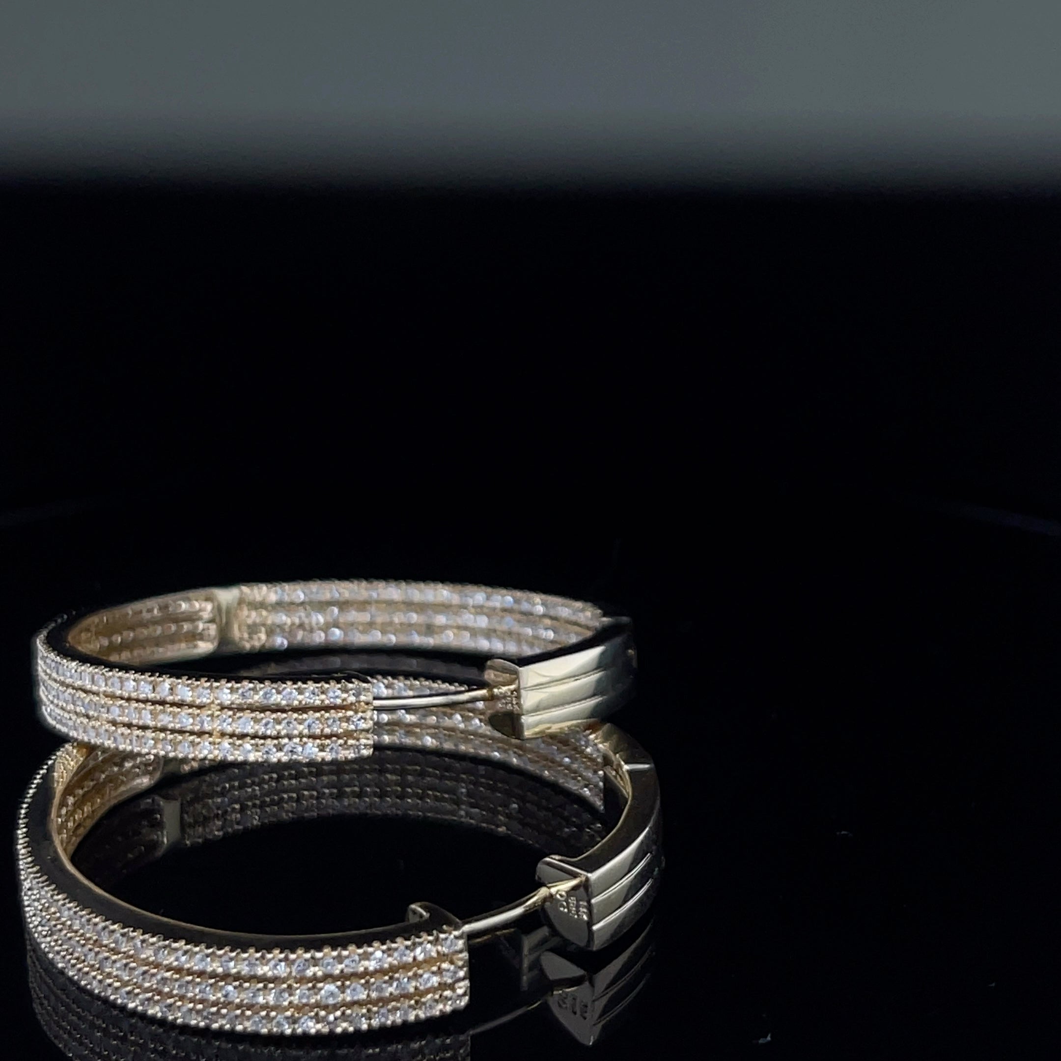 Three Row Gold Hoops