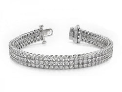 White Gold 3 Row Diamond Tennis Bracelet