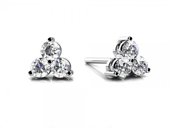 White Gold 3 Stone Diamond Earrings