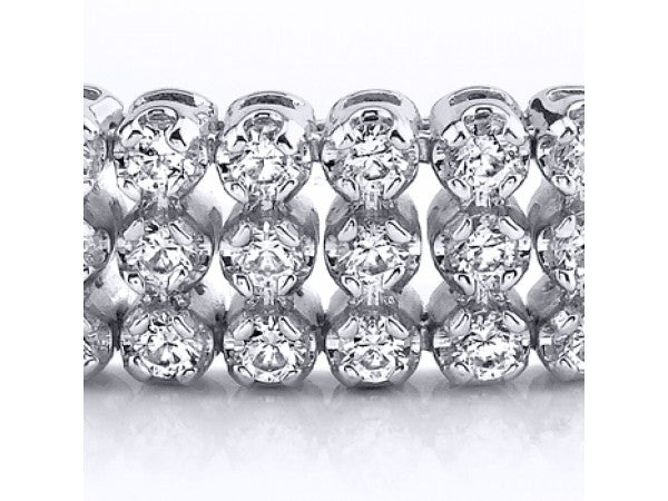 White Gold 3 Row Diamond Tennis Bracelet