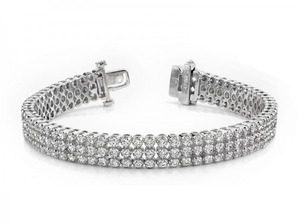 Dazzling Shiny 3row Japanese Platinum Bracelet for Women with Diamond