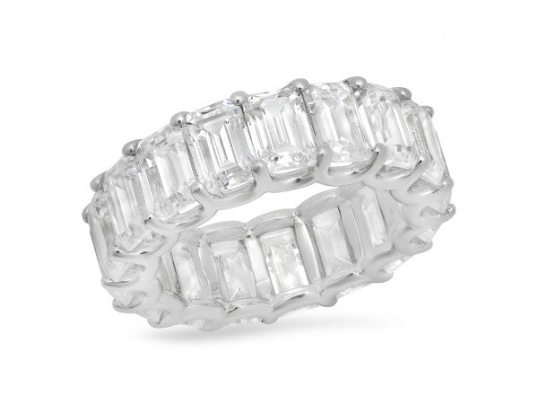 White Gold Emerald Cut Diamond Eternity Band