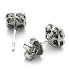 White Gold Round Cut Diamond Floral Earrings