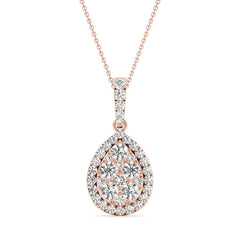 White Gold Round Cut Teardrop Necklace