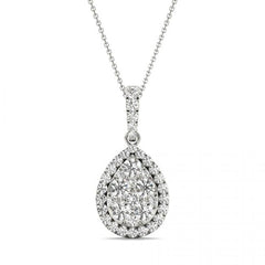 White Gold Round Cut Teardrop Necklace