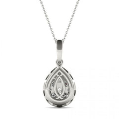 White Gold Round Cut Teardrop Necklace