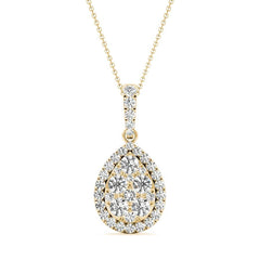 White Gold Round Cut Teardrop Necklace