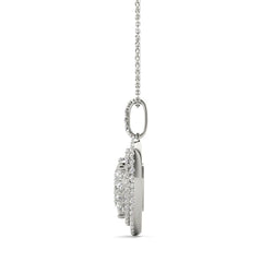 White Gold Round Cut Diamond Heart Necklace