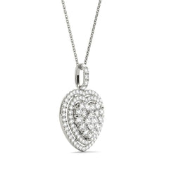 White Gold Round Cut Diamond Heart Necklace