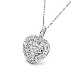 White Gold Round Cut Diamond Heart Necklace
